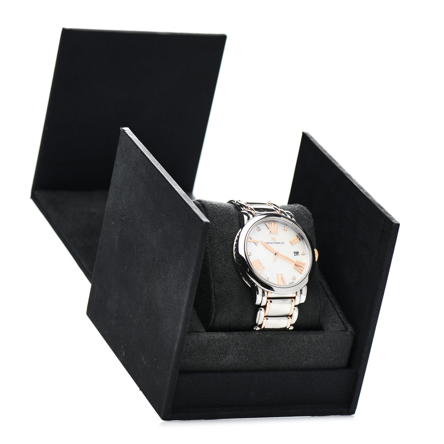 David Yurman Stainless Steel 18K Rose Gold Diamond Mother of Pearl 38mm Classic Quartz Watch 5 of 5