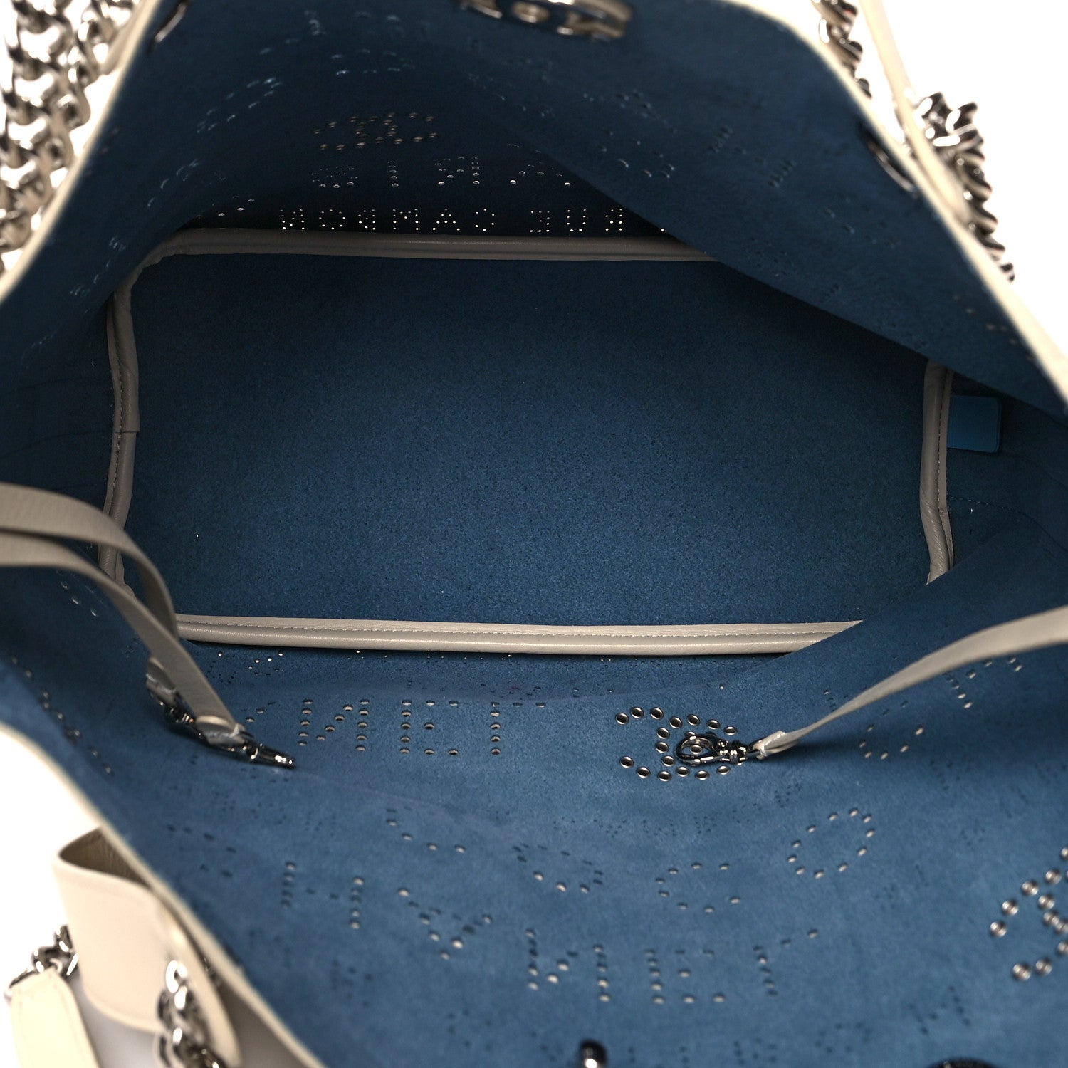 Chanel Calfskin Tweed Small Logo Eyelets Shopping Tote Beige 6 of 12