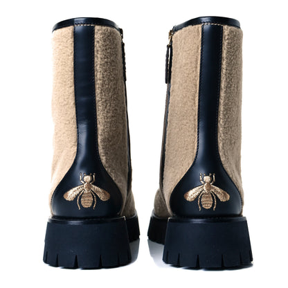Gucci Wool Cordovan Lux Womens Harald Horsebit 25mm Platform Boots 38 Butterscotch Black 5 of 9