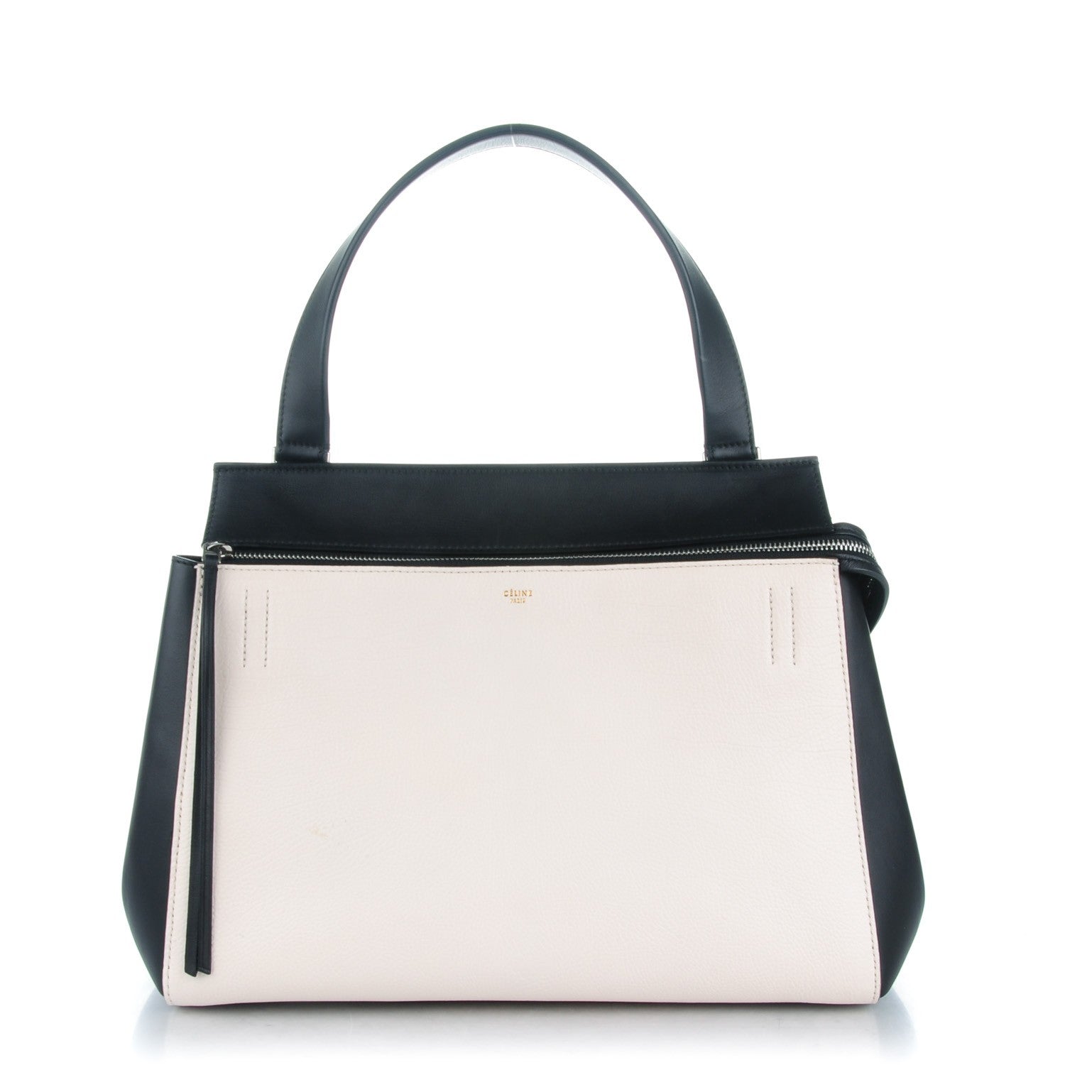 Celine Supple Calfskin Medium Bi-Color Edge Shoulder Bag Cream 1 of 9