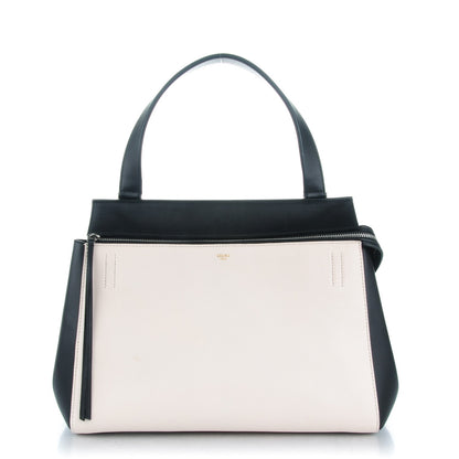 Celine Supple Calfskin Medium Bi-Color Edge Shoulder Bag Cream 1 of 9