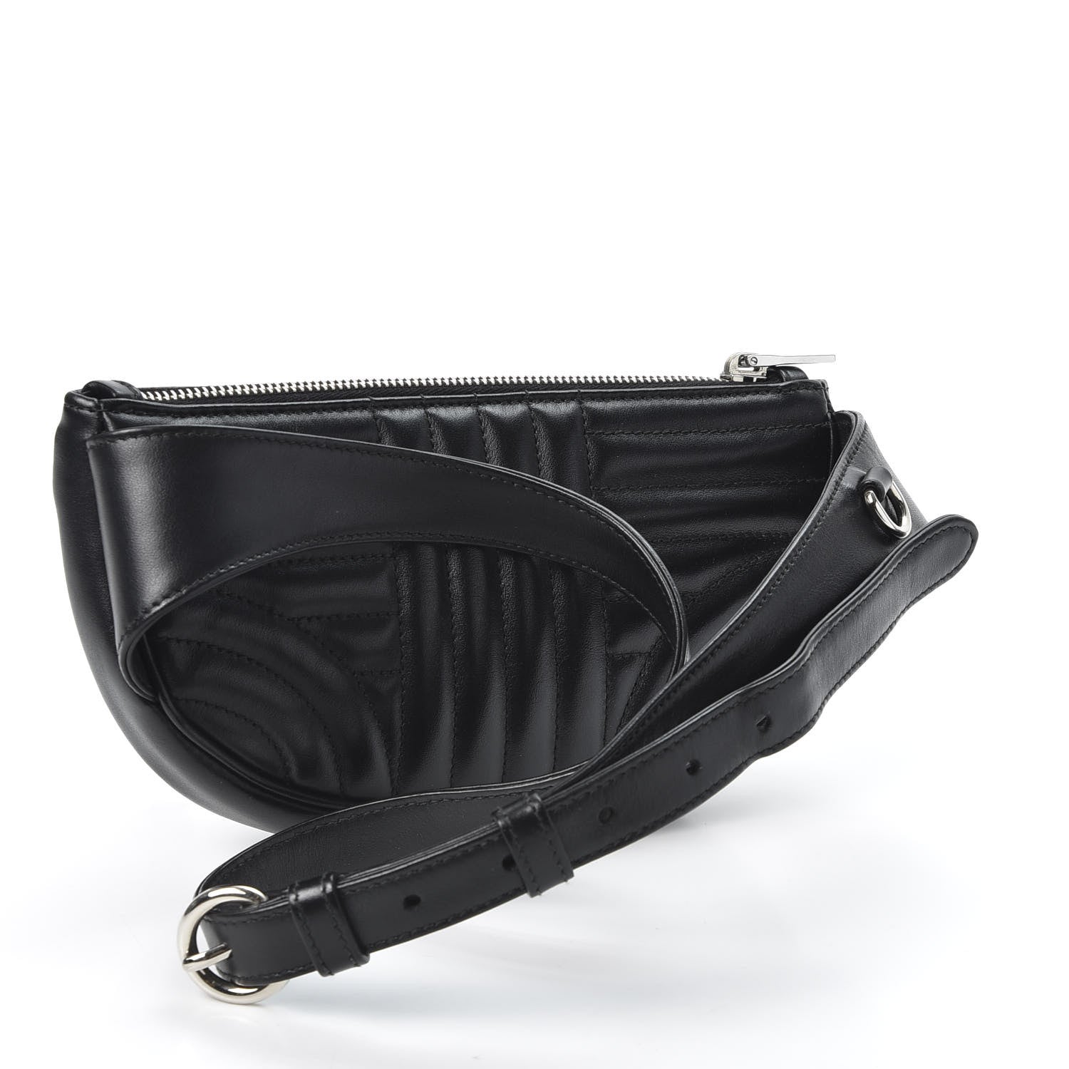 Prada Soft Calfskin Impunture Diagramme Belt Bag Black 2 of 10