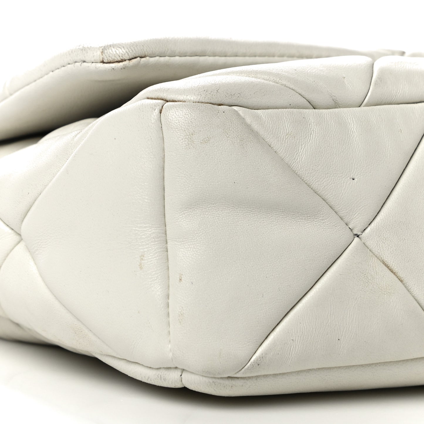 Nappa Re-Nylon Triangle Quilted Patchwork System Flap Shoulder Bag White