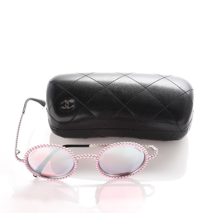 Chanel Metallic Pearl Round Sunglasses 71138 Pink 9 of 9