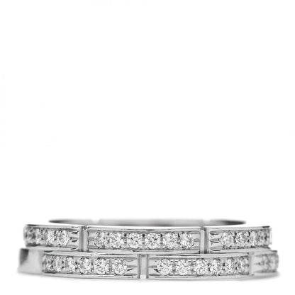 Cartier 18K White Gold Diamond Maillon Panthere 2 Half Rows Paved Band Ring 54 7 1 of 5