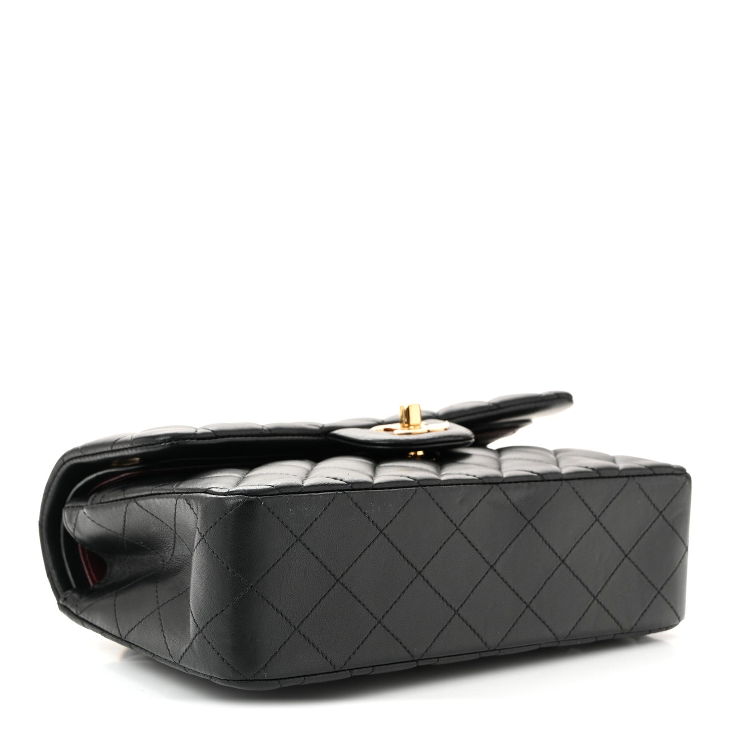 Lambskin Quilted Small Double Flap Black