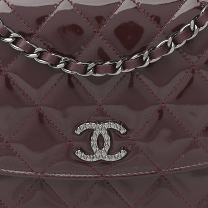 Chanel Patent Quilted Brilliant Wallet On Chain WOC Dark Burgundy 8 of 12