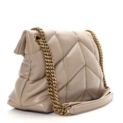 Saint Laurent Lambskin Quilted Small Loulou Puffer Monogram Chain Satchel Dark Beige 3 of 9