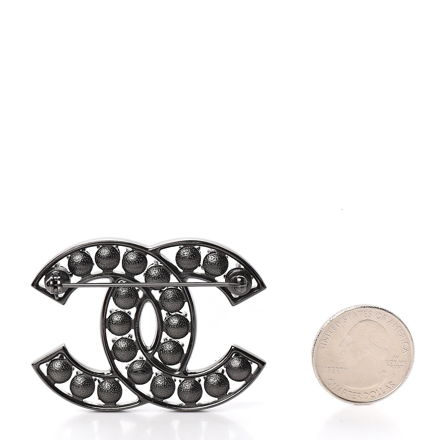 Chanel Crystal CC Brooch Black 3 of 5