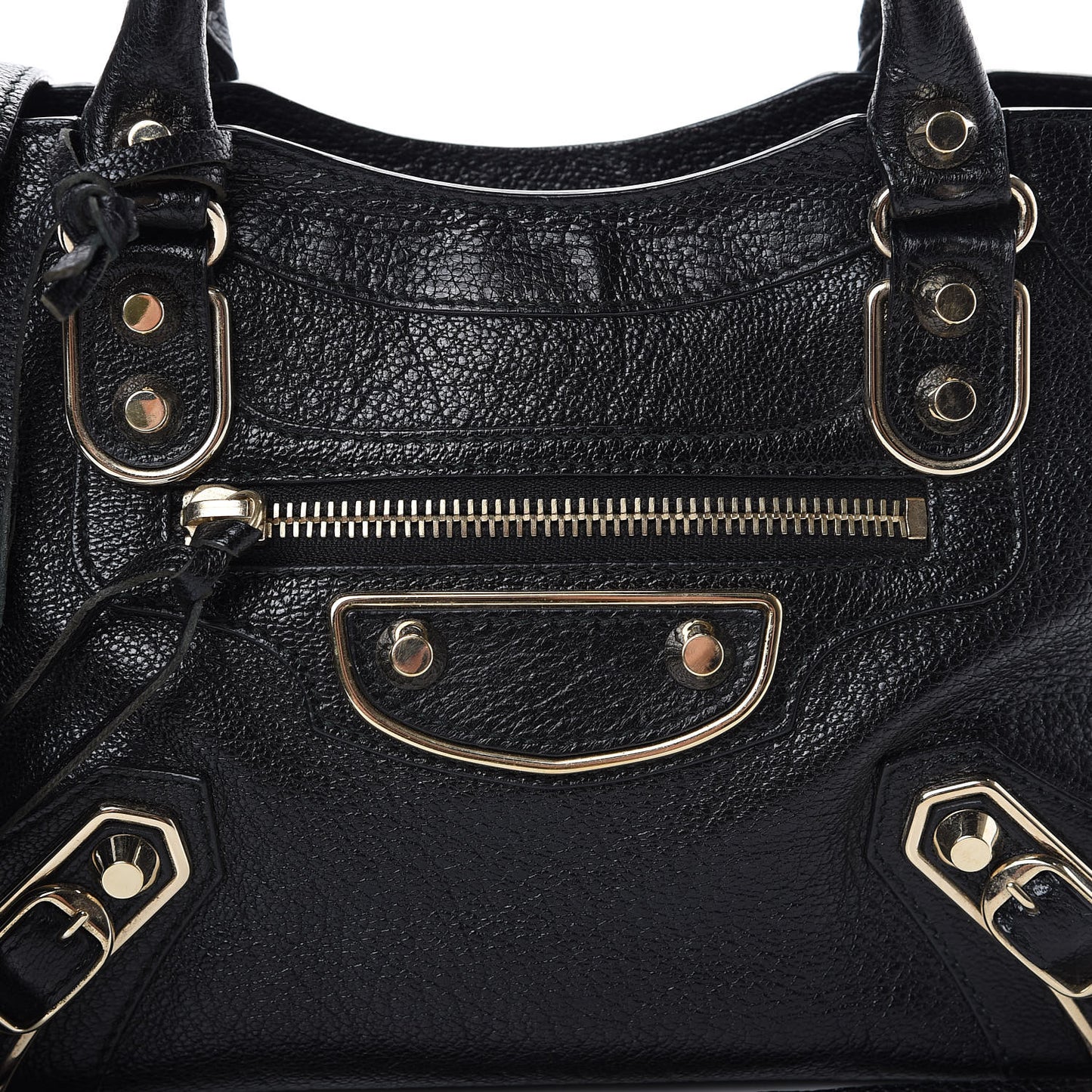Chevre Gold Metallic Edge Hardware Mini City Black