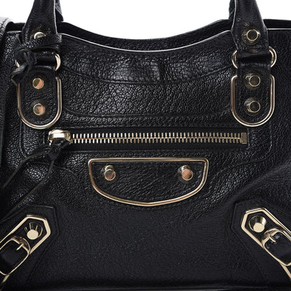 Balenciaga Chevre Gold Metallic Edge Hardware Mini City Black 7 of 13