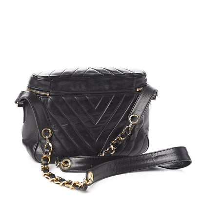 Chanel Lambskin Chevron Quilted Shoulder Bag Black 3 of 12