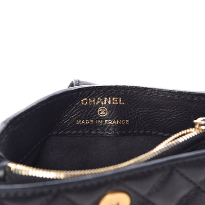 Chanel Calfskin Quilted Pearl Chain Love Symbols Mini Bag Black 8 of 17