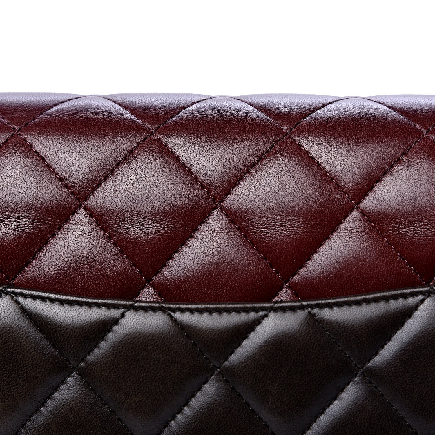 Chanel Lambskin Quilted Jumbo Tri-Color Double Flap Burgundy 10 of 19