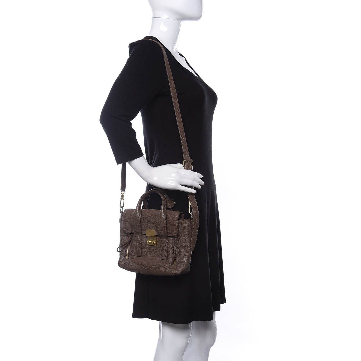 Textured Calfskin Mini Pashli Satchel Taupe