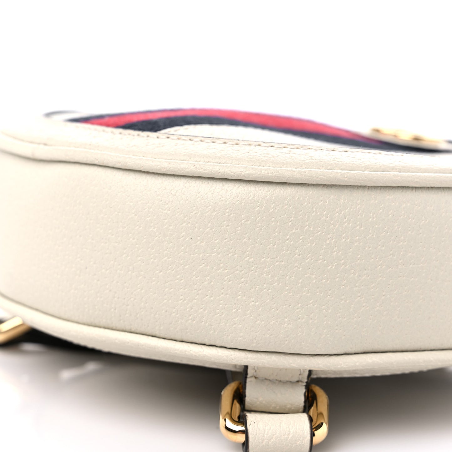 Textured Calfskin Web Mini Ophidia Round Backpack Mystic White