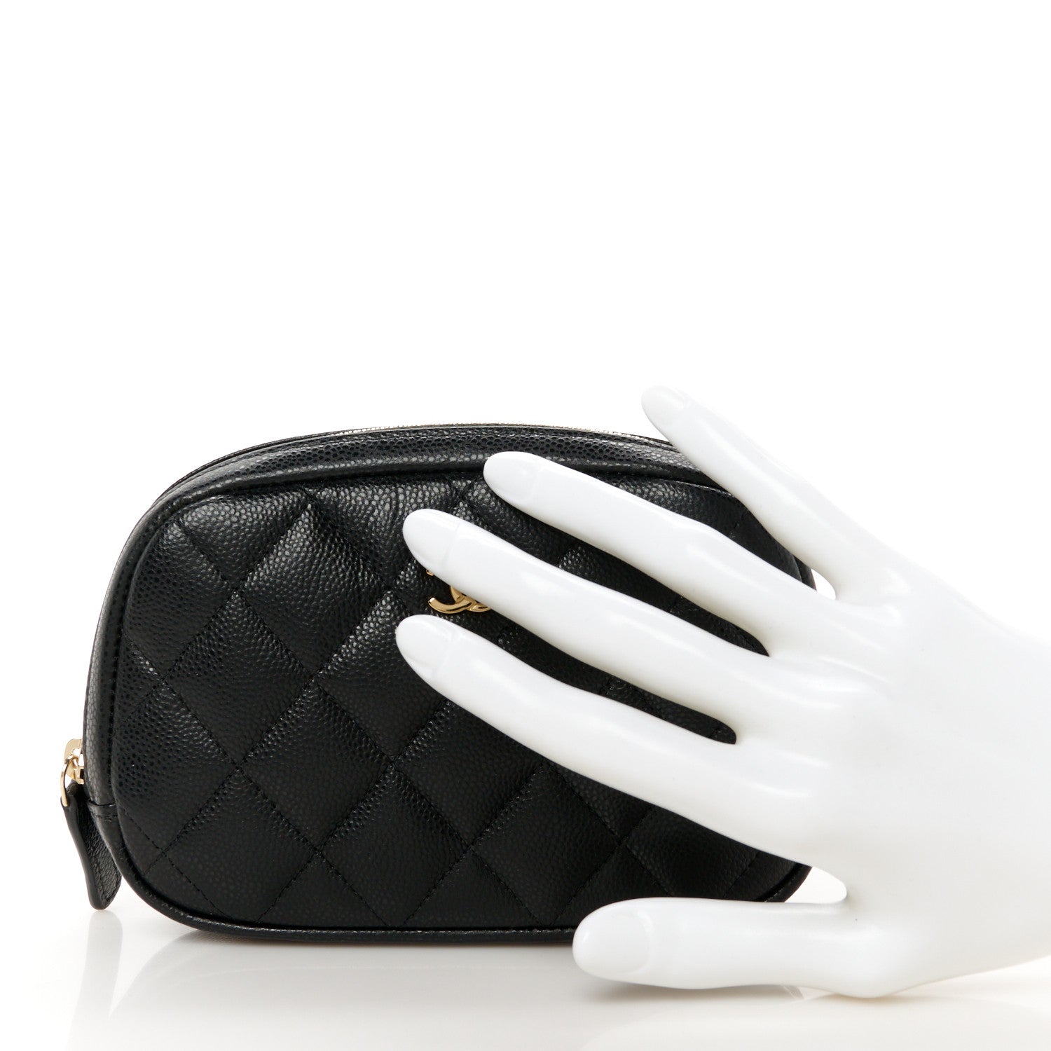 Chanel Caviar Quilted Small Curvy Pouch Cosmetic Case Black 3 of 16