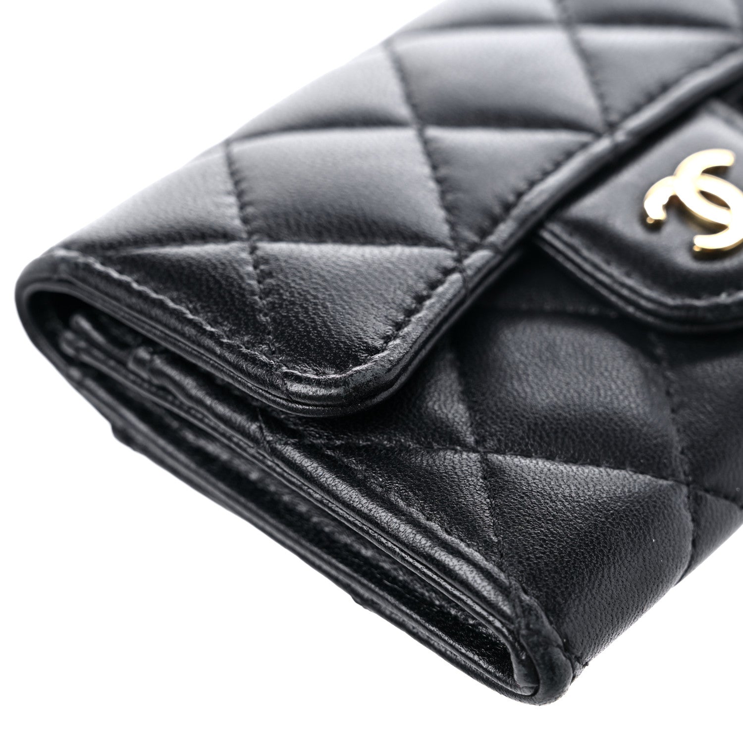 Chanel Lambskin Quilted Flap Card Holder Wallet Black 10 of 12