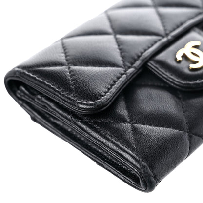 Chanel Lambskin Quilted Flap Card Holder Wallet Black 10 of 12