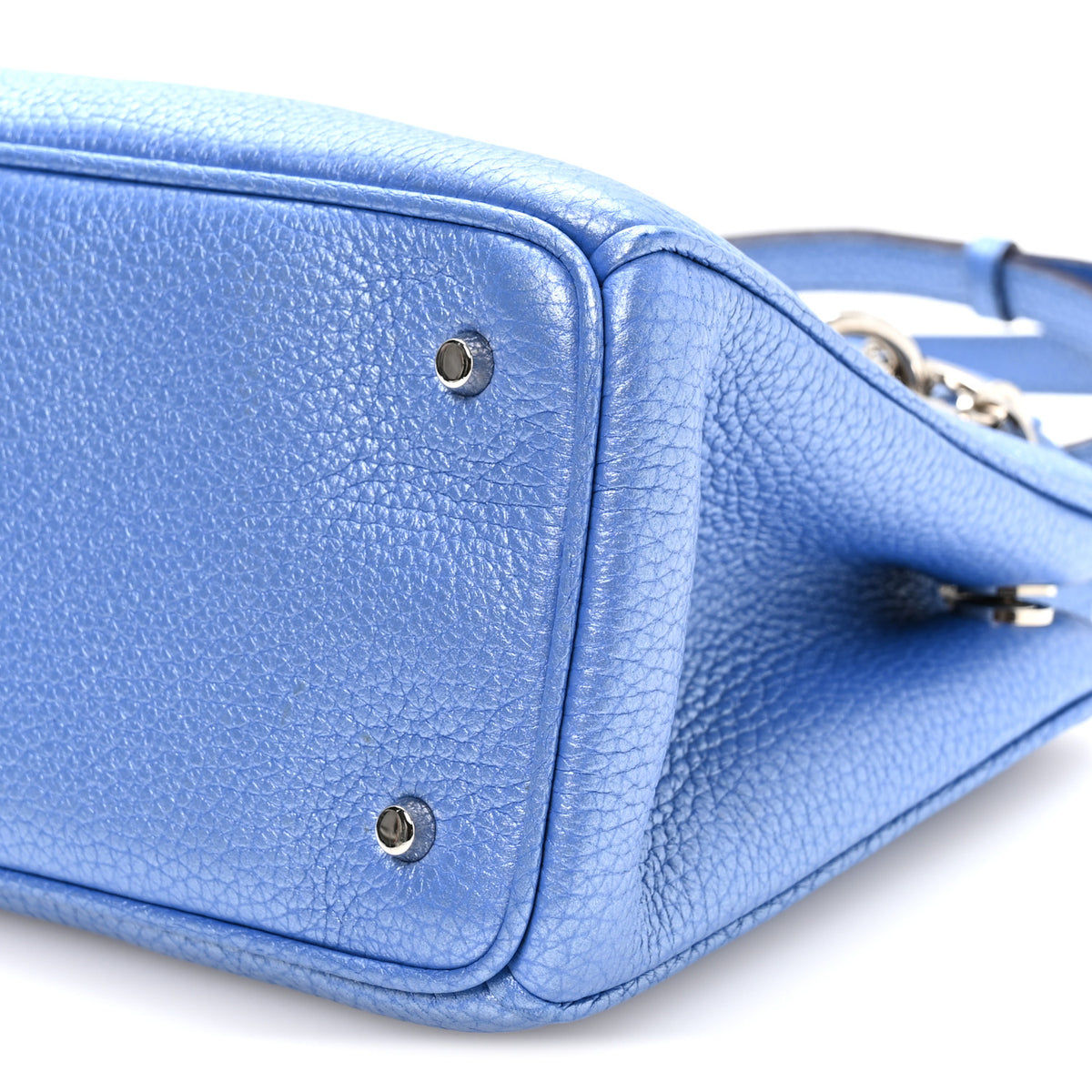 Metallic Bullcalf Mini Diorissimo Tote Blue