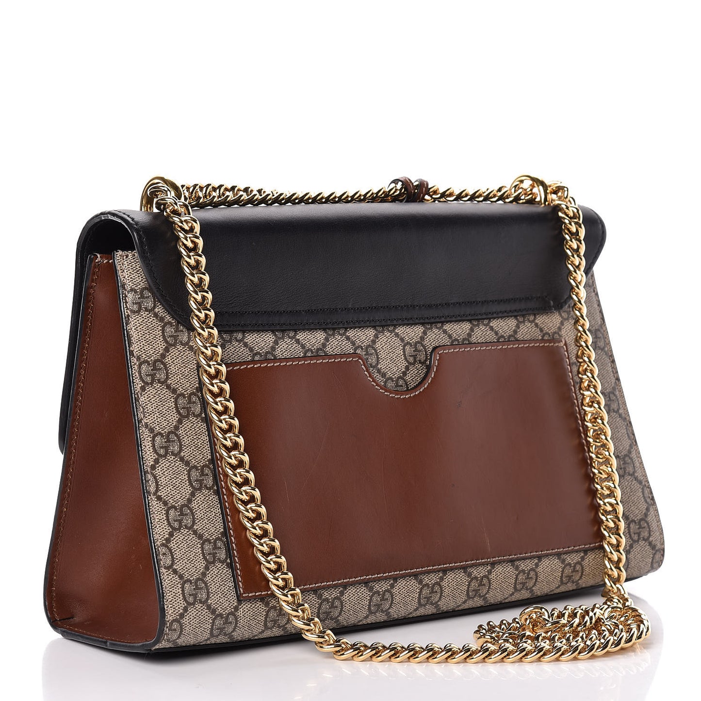 GG Supreme Monogram Calfskin Medium Padlock Shoulder Bag Beige Black Cuir