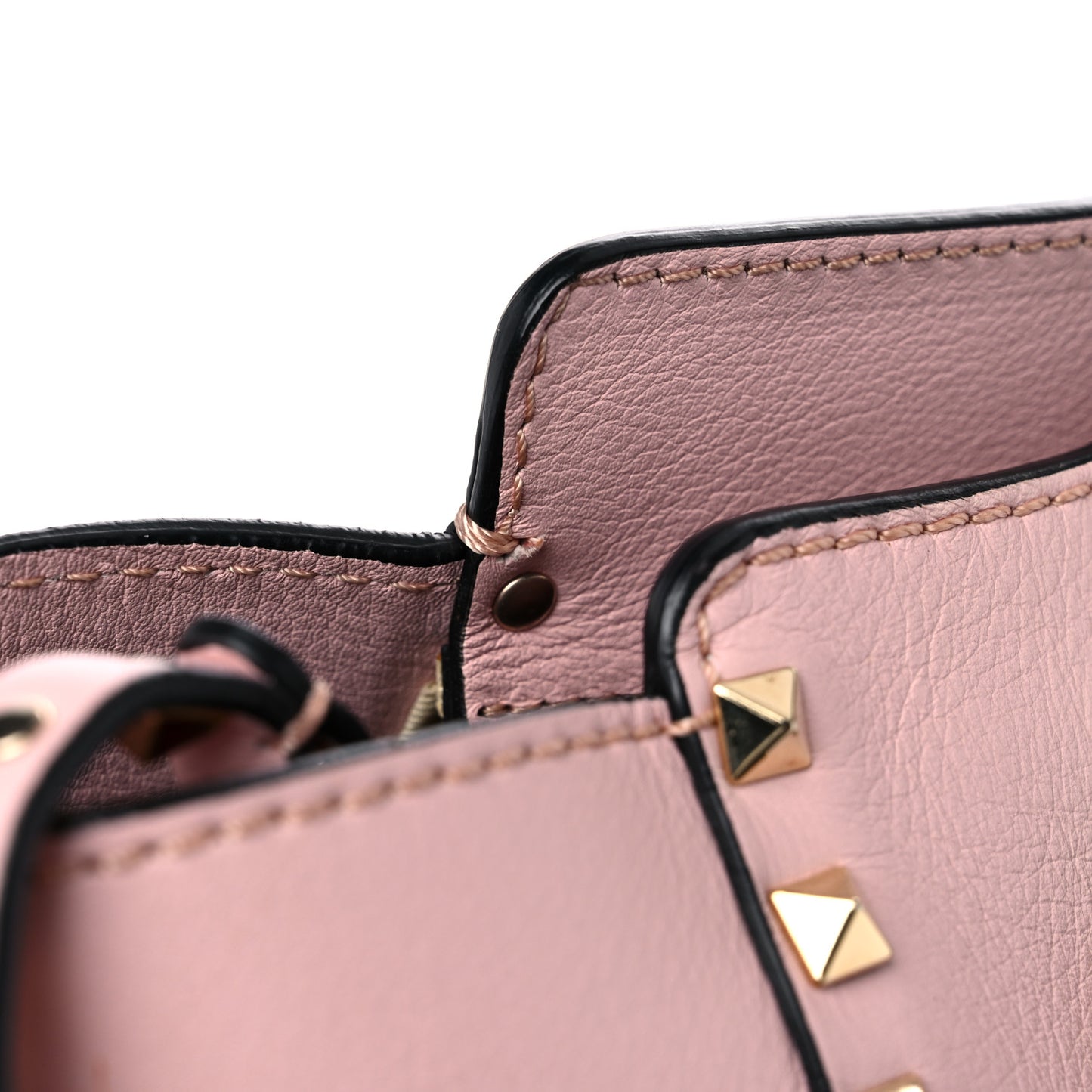 Vitello Small Rockstud Double Handle Tote Rose
