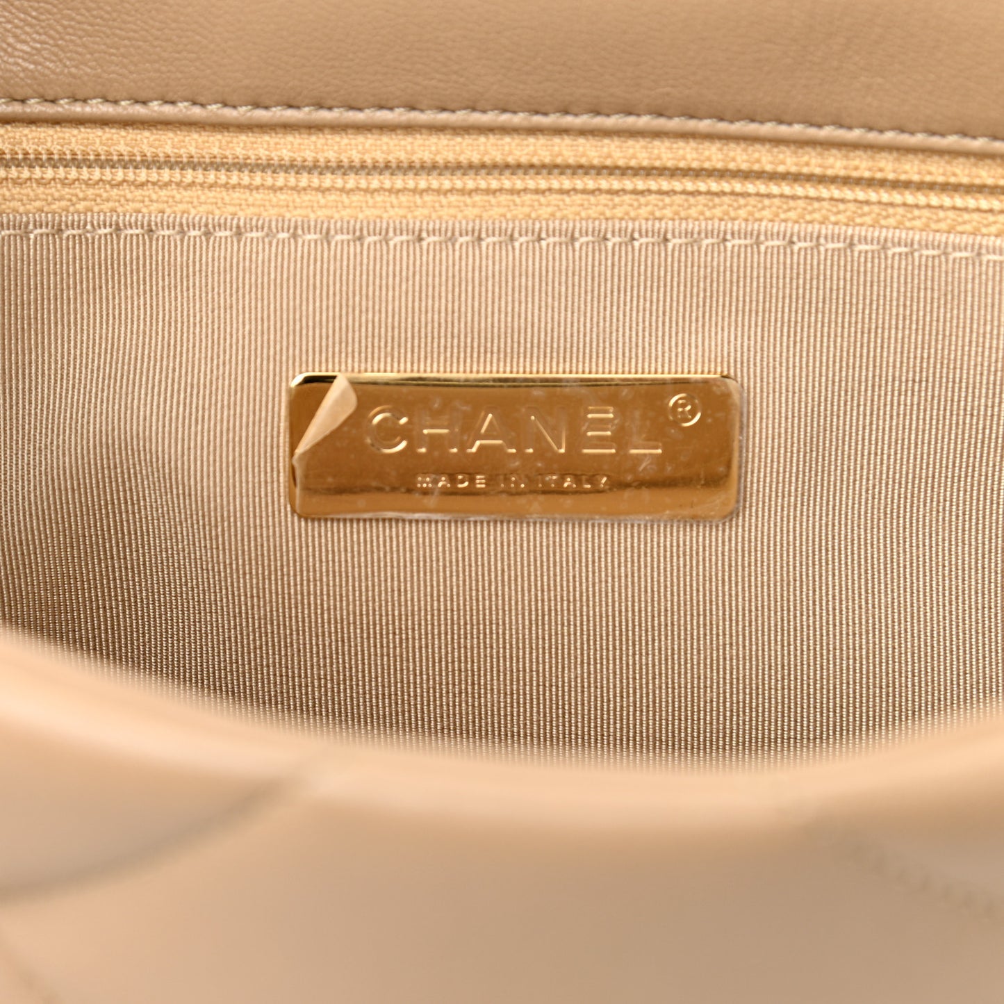 Lambskin Quilted Medium Chanel 19 Flap Dark Beige