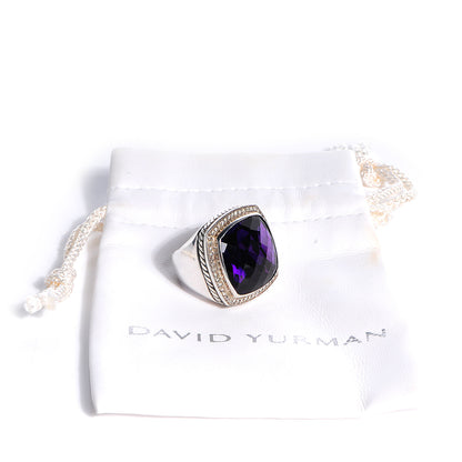 David Yurman Sterling Silver Diamond Amethyst 20mm Albion Statement Ring 54 6.75 6 of 6