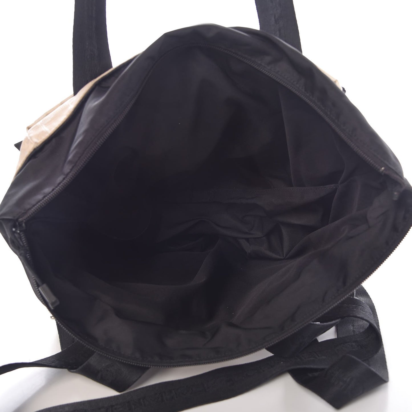 Nylon Sport Backpack Tote Beige Black