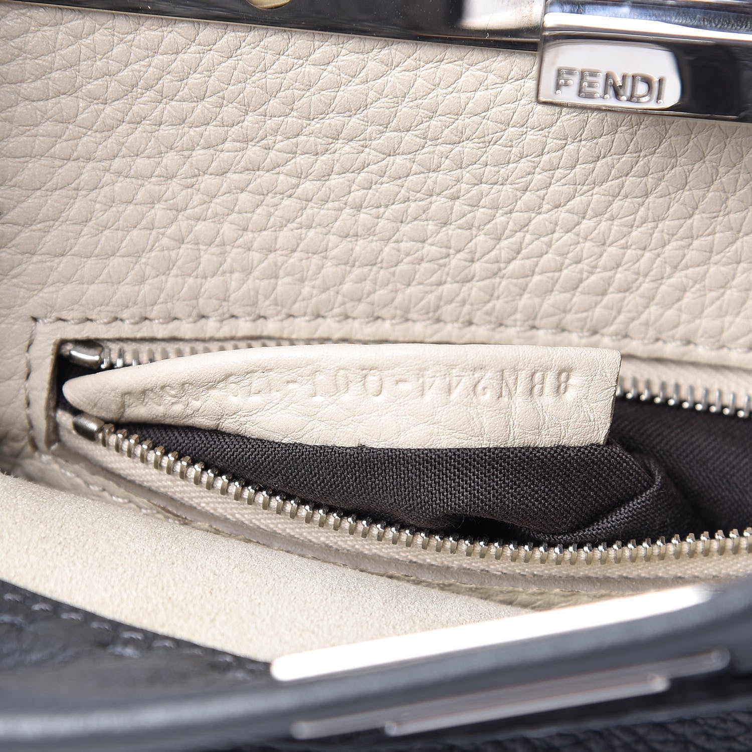 Fendi Cuoio Romano Selleria Bi-Color Mini Peekaboo Iconic Satchel Asfalto Latte 8 of 12