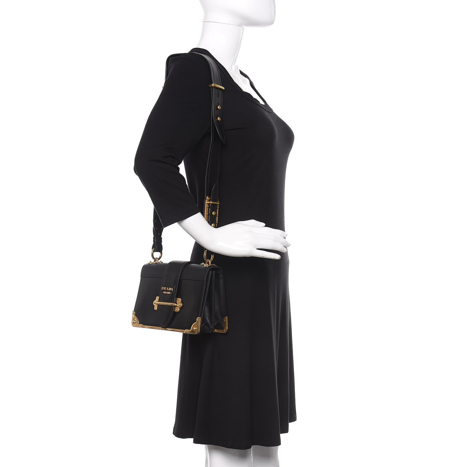 Prada City Calf Saffiano Cahier Bag Black 2 of 9