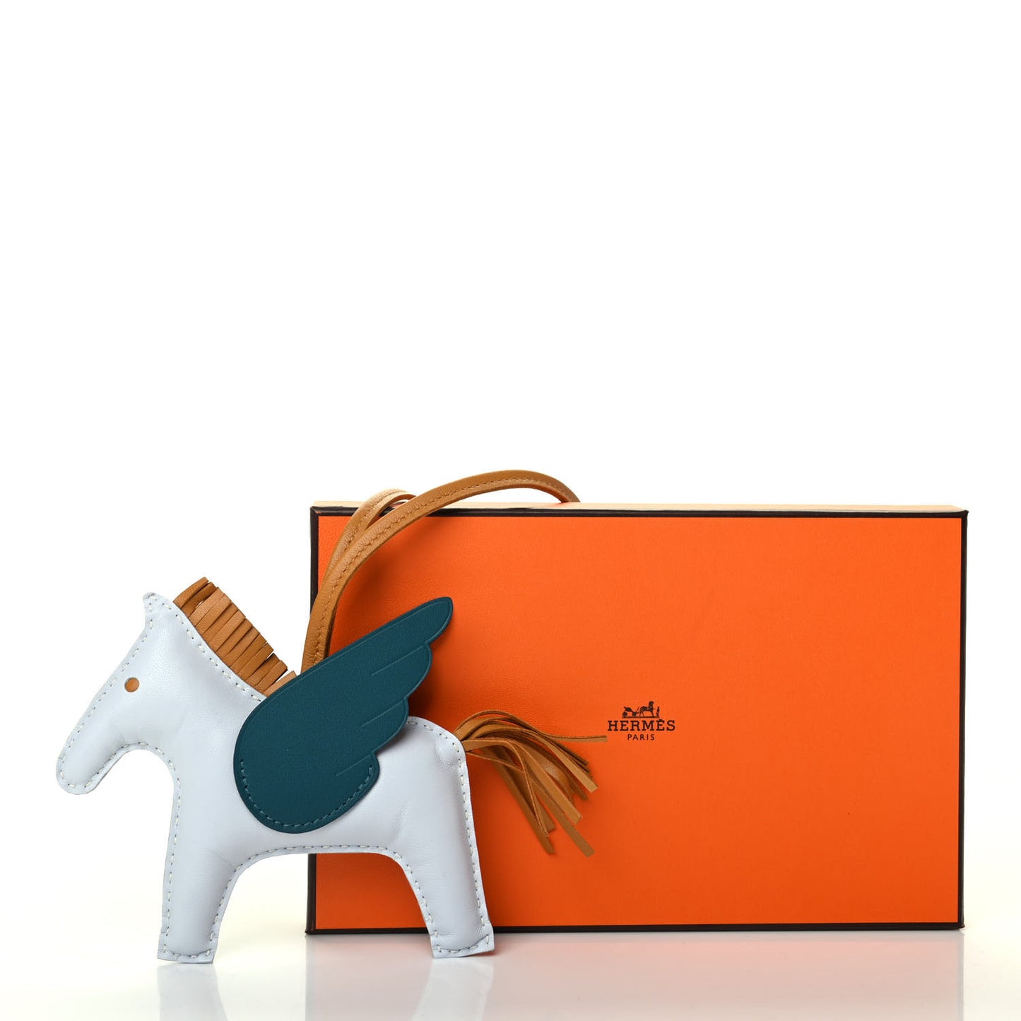 Milo Lambskin Grigri Rodeo Pegase Horse Bag Charm MM Bleu Brume Sesame Vert Bosphore