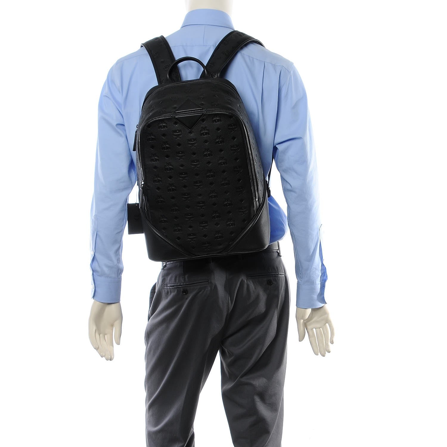 MCM Calfskin Ottomar Monogram Duke Backpack Black 2 of 8