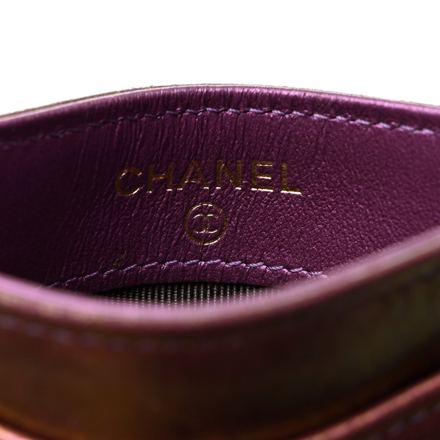 Chanel Iridescent Lambskin Quilted Card Holder Purple 5 of 10