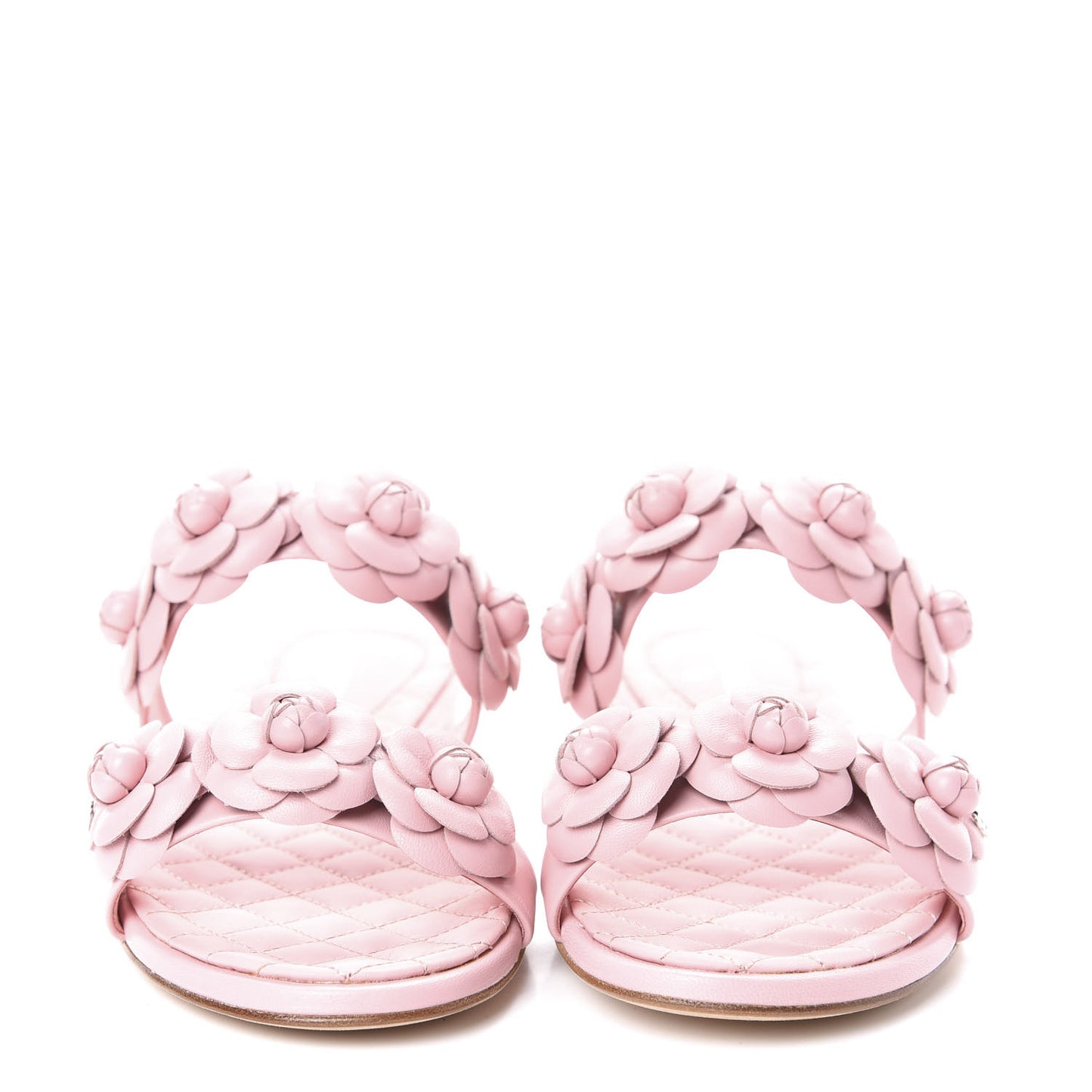 Lambskin Camellia Slide Sandals 37.5 Pink
