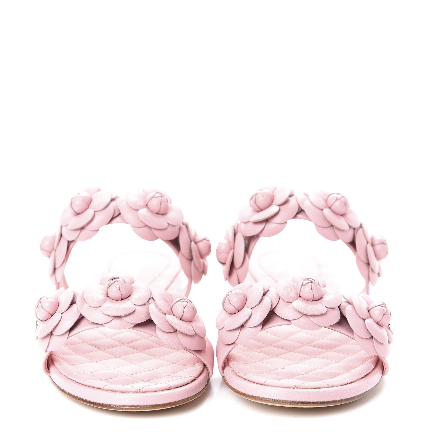 Chanel Lambskin Camellia Slide Sandals 37.5 Pink 2 of 7