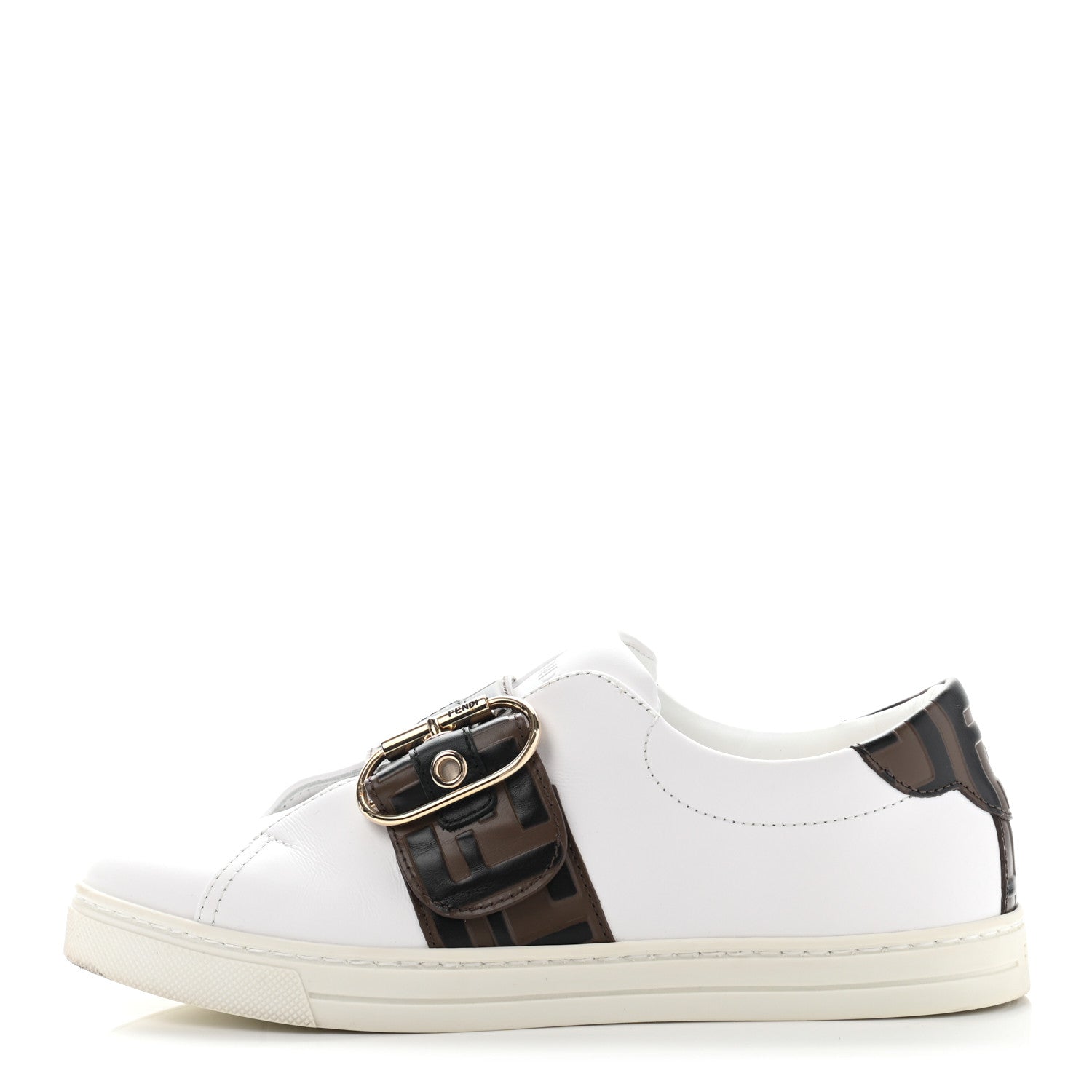 Fendi Vitello FF Embossed Womens Slip On Sneakers 35.5 Ultra White Maya Black 1 of 14