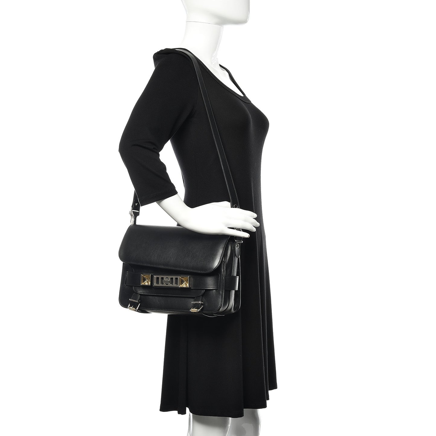 Calfskin PS11 Classic Shoulder Bag Black