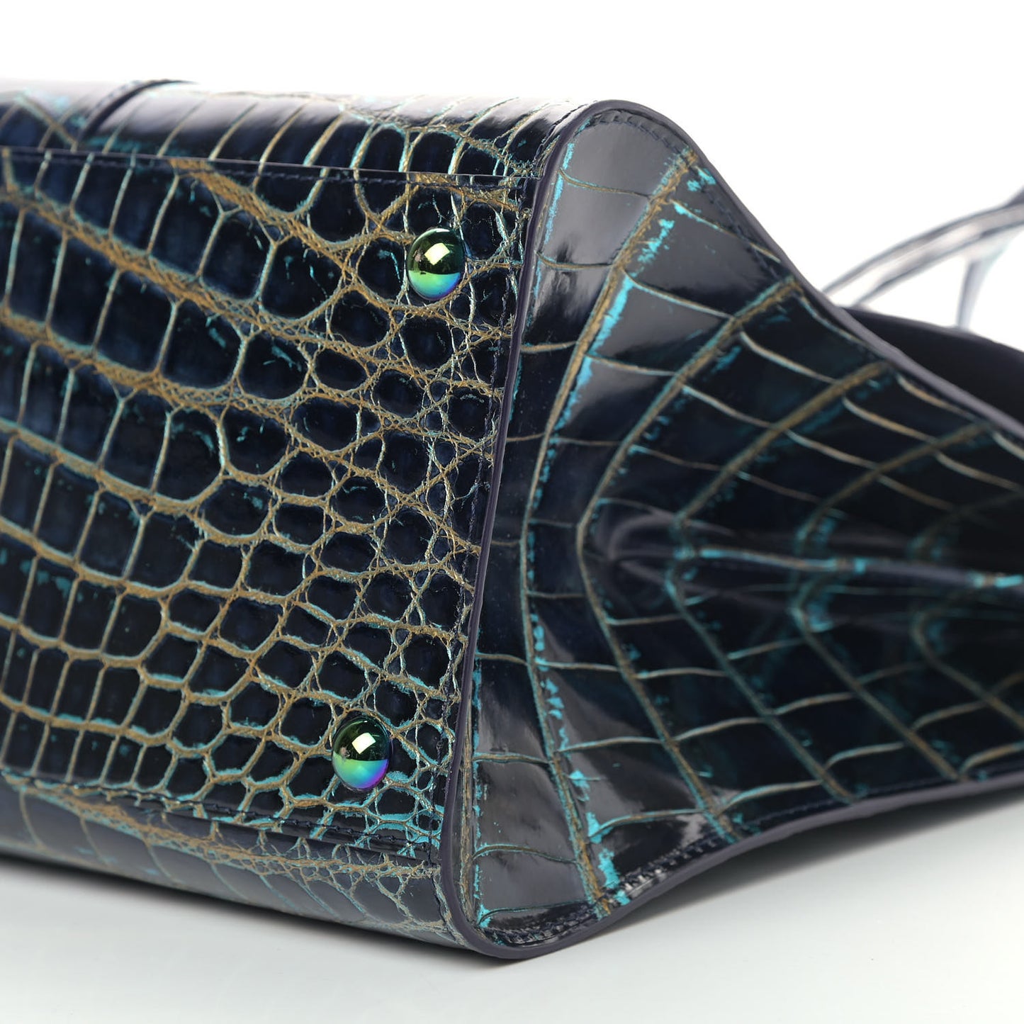 Iridescent Alligator MM Brillant Satchel Blue