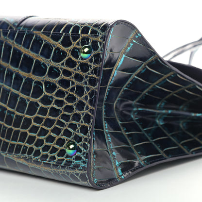Delvaux Iridescent Alligator MM Brillant Satchel Blue 8 of 10