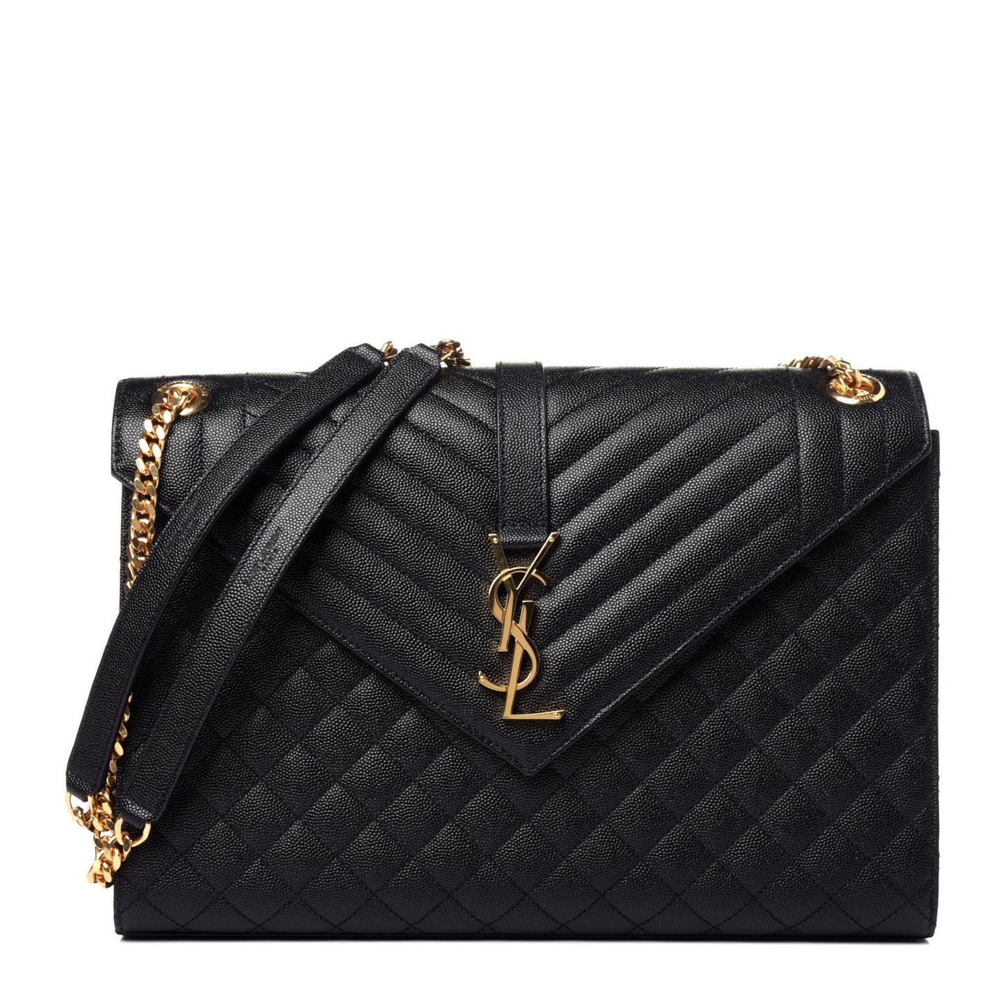 Grain De Poudre Textured Mixed Matelasse Large Triquilt Monogram Satchel Black