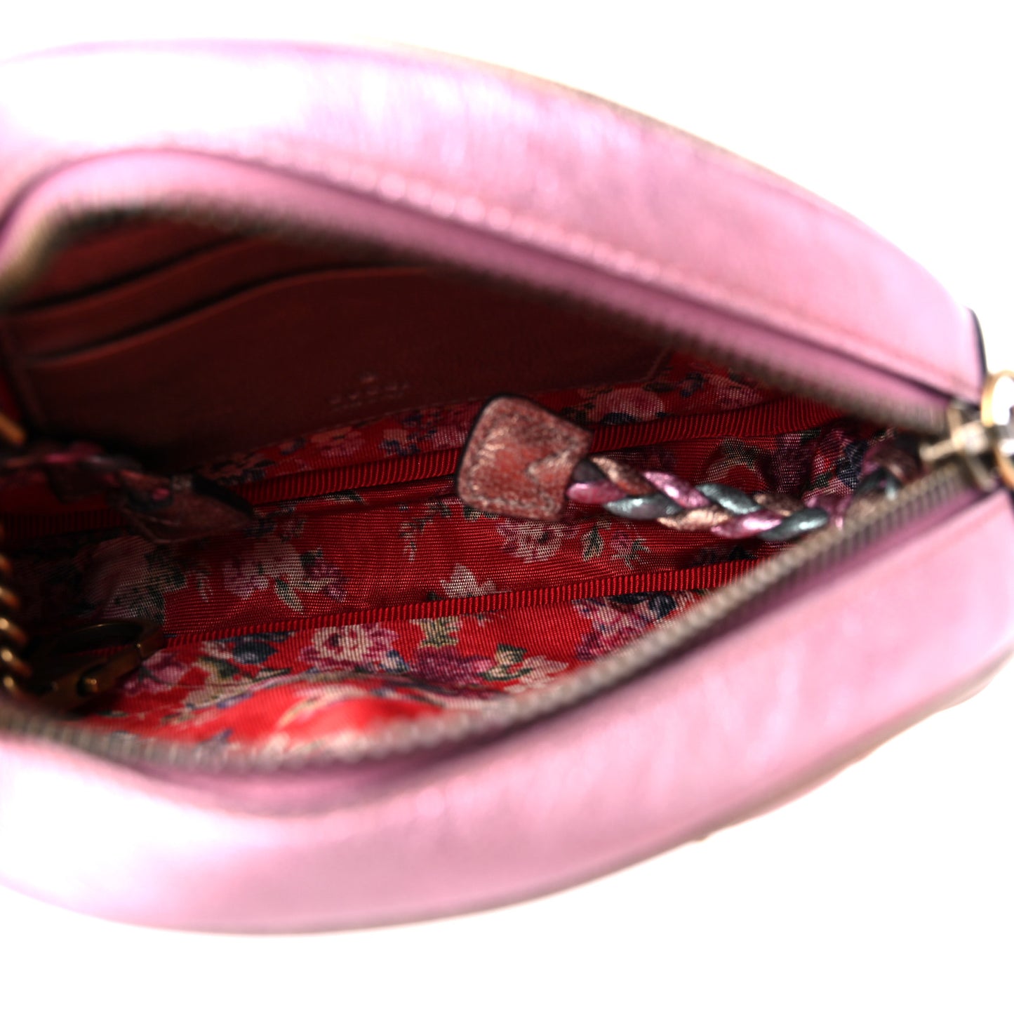 Laminated Nappa Trapuntata Mini Zumi Dome Shoulder Bag Rosa Lago Rame