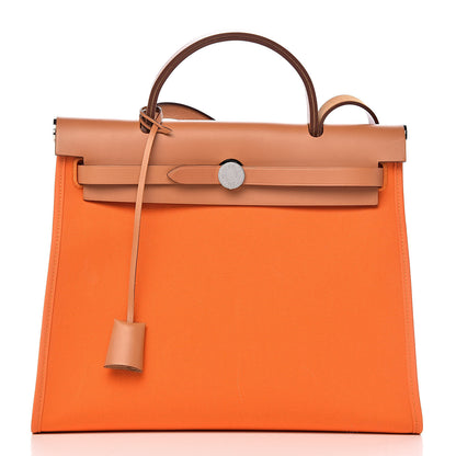 Hermes Vache Hunter Toile Herbag Zip 31 PM Orange 3 of 12