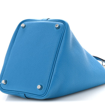 Hermes Taurillon Clemence Swift Eclat Picotin Lock 18 PM Bleu Frida Rose Mexico 10 of 11