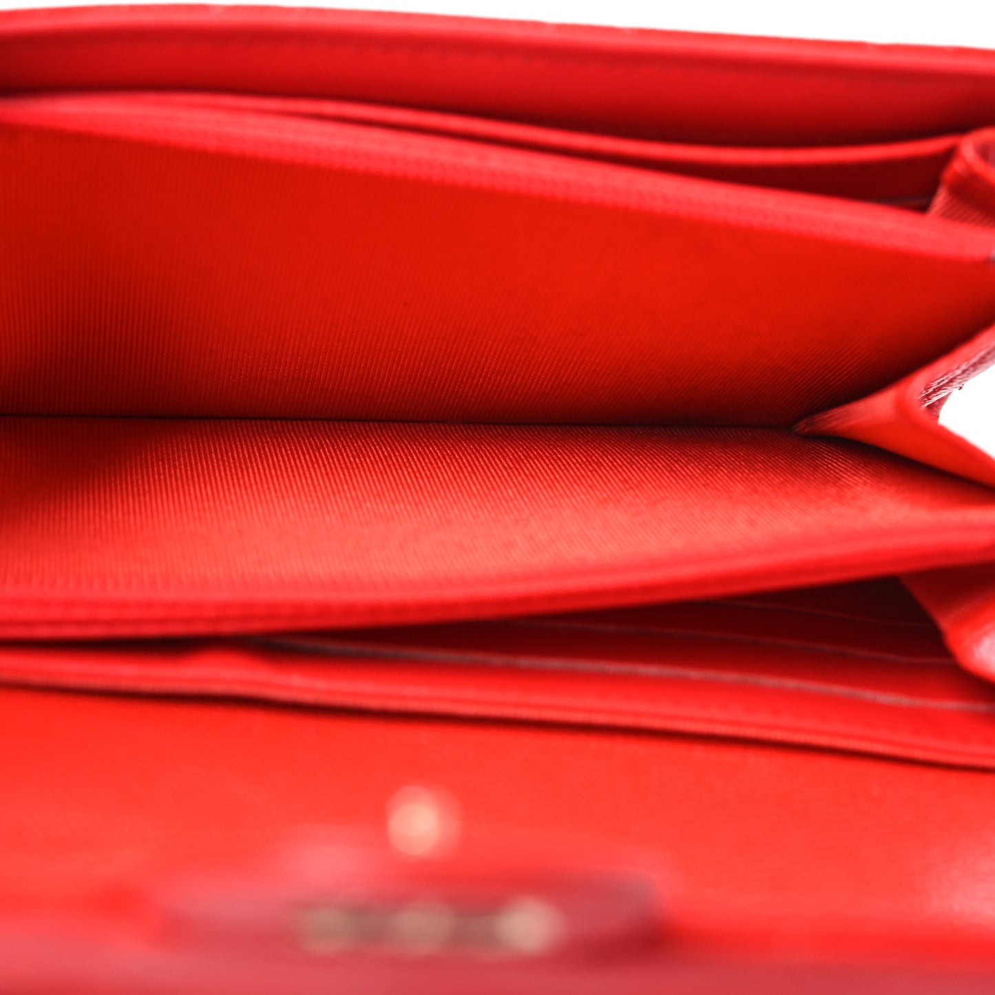 Caviar Quilted Large Gusset Flap Wallet Red