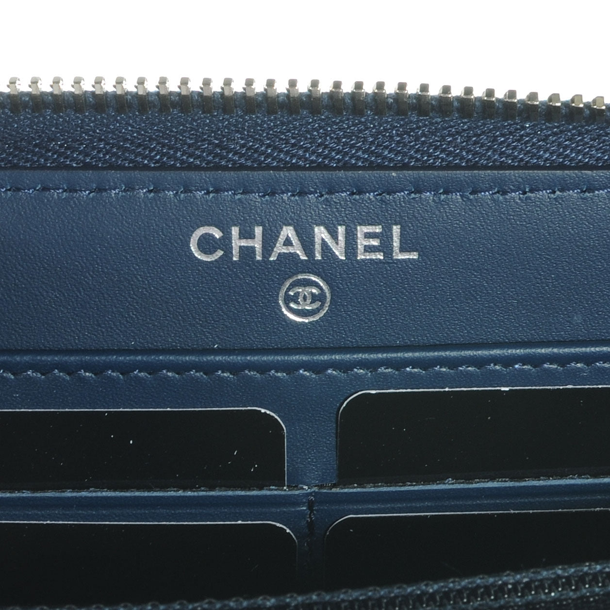 Chanel Patent Quilted Zip Around Wallet Navy Blue 5 of 9