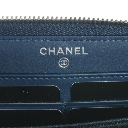 Chanel Patent Quilted Zip Around Wallet Navy Blue 5 of 9