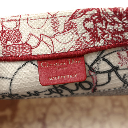 Christian Dior Canvas Embroidered Medium Dioramour D-Royaume Book Tote Red Multicolor 6 of 10
