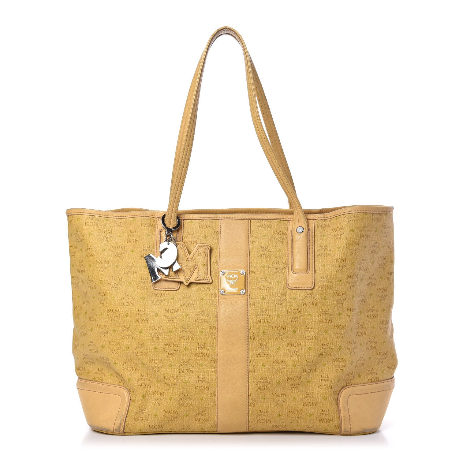 MCM Coated Canvas Shopper Tote Yellow 1 of 9