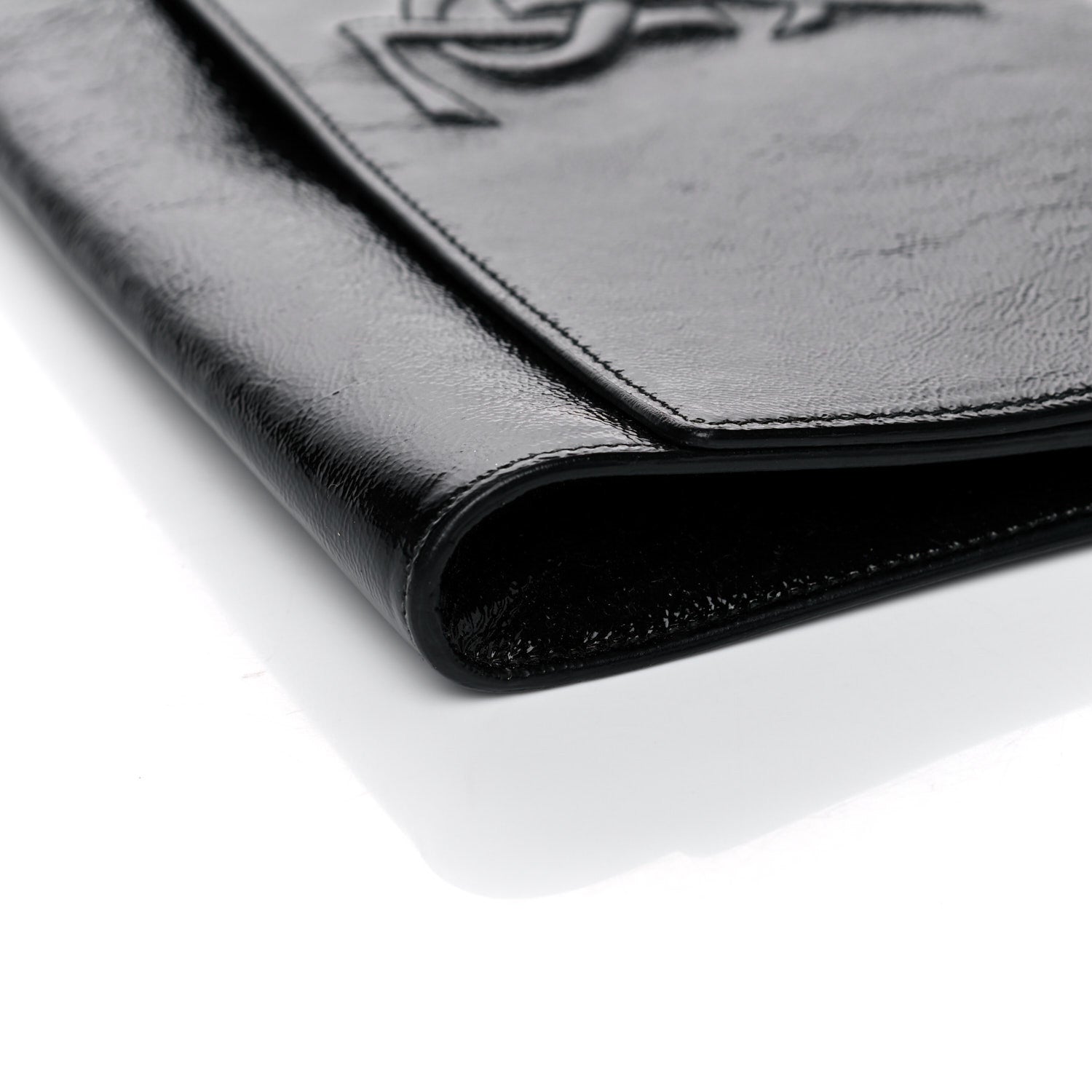 Saint Laurent Textured Patent Monogram Large Belle De Jour Clutch Black 9 of 12